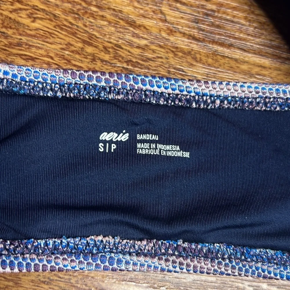 Aerie American Eagle Bandeau Striped Slit Swim Top Bikini